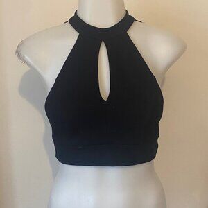 Lulus Black Lace Halter Cropped Top